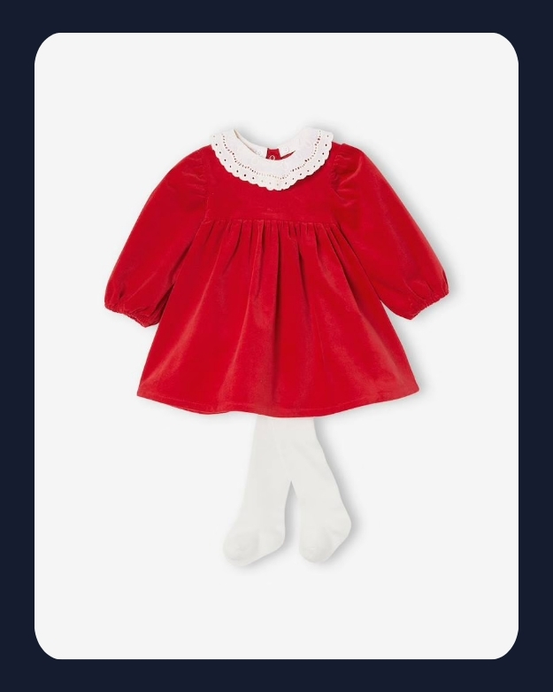 Baby-Set: Samtkleid & Strumpfhose - rot